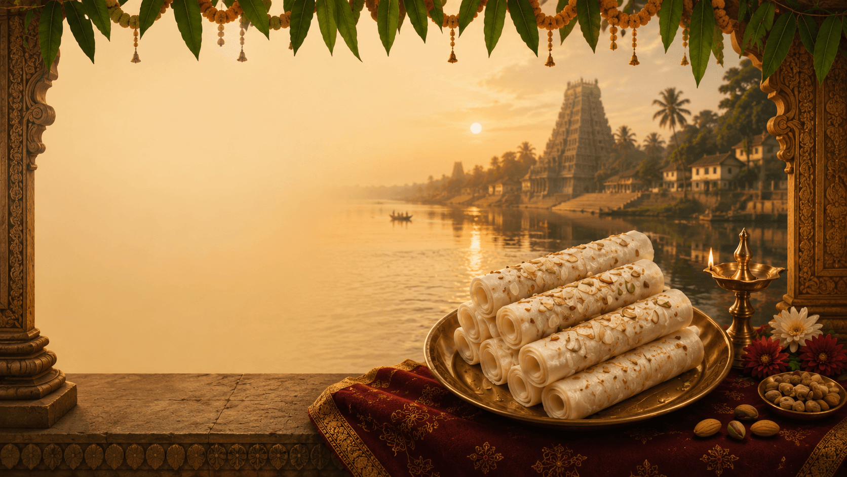 Atreyapuram Putharekulu on a brass plate overlooking the Godavari river